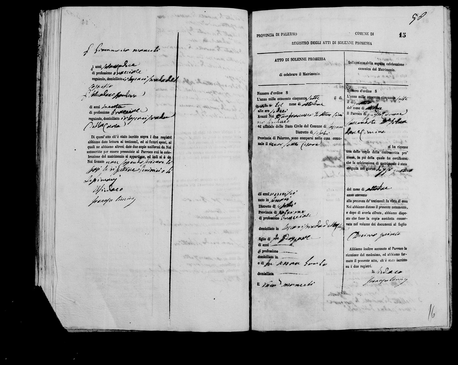 Antonio Lisuzzo and Rosalia Polizzotto's marriage, Lascari, 19 September 1857 (page 3)