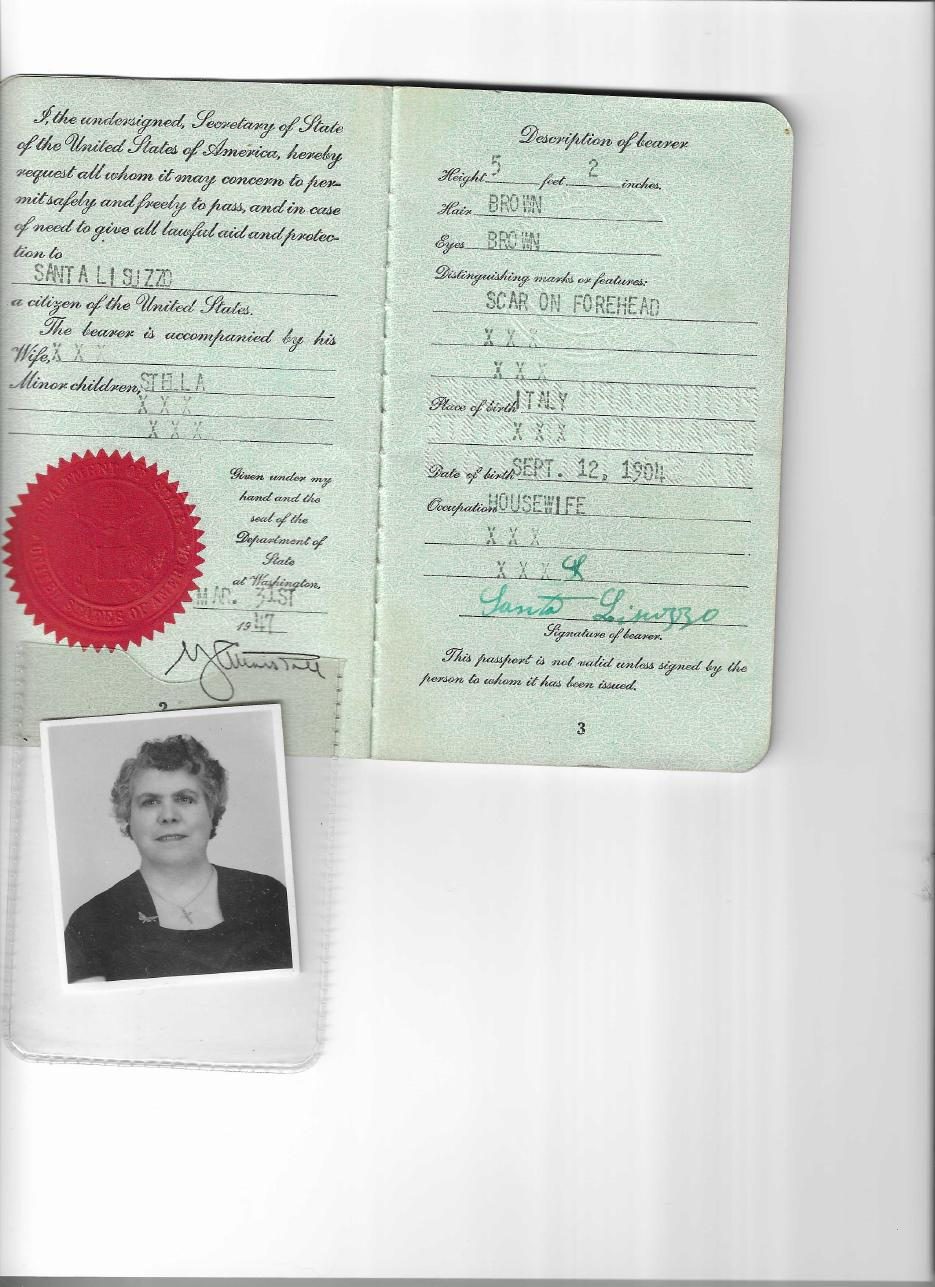 Santa's US passport, 1947: a trip home to Lascari with Nana (page 1)